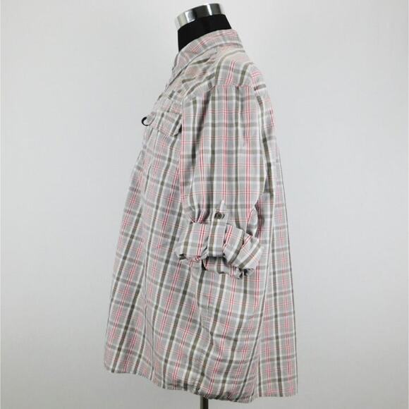 Wrangler Gray Red Checkered Cotton Blend Long Sleeve Button Mens XXL Shirt - Picture 7 of 9